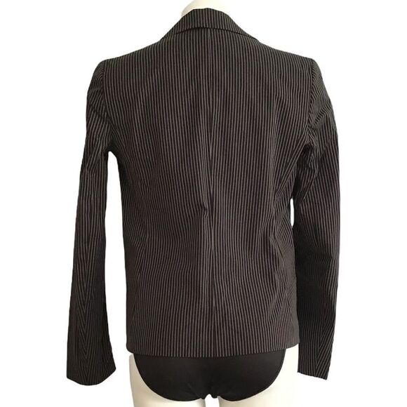 Theory Blazer Black Boothe Pinstripe 2-Button Stretch Blazer Size 8 - Picture 3 of 13